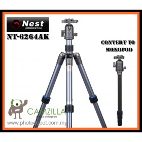 NEST NT-6264AK DSLR Digital Camera Aluminum Leg Blue Grey Travel Tripod 